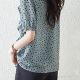 Lace Ruffle Polka Dot Printed T-Shirt