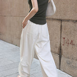 Slim Casual Round Neck Short Sleeve Top and Casual Cargo Pants