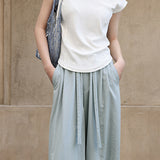 Slim Casual Round Neck Short Sleeve Top and Casual Cargo Pants