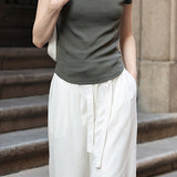Slim Casual Round Neck Short Sleeve Top and Casual Cargo Pants
