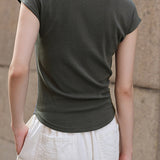 Slim Casual Round Neck Short Sleeve Top and Casual Cargo Pants