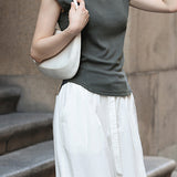Slim Casual Round Neck Short Sleeve Top and Casual Cargo Pants