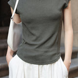 Slim Casual Round Neck Short Sleeve Top and Casual Cargo Pants
