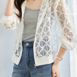 Casual Diamond Pattern Sun Protection Jacket