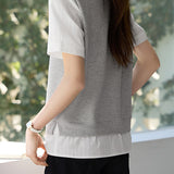 Color Block Spliced Short Sleeve Shirt
