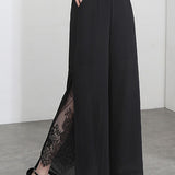 Elegant Lace Split Nine-Point Pants