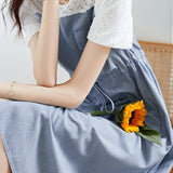 Lace Splicing Denim Dress