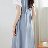 Lace Splicing Denim Dress