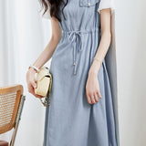 Lace Splicing Denim Dress