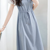 Lace Splicing Denim Dress