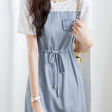 Lace Splicing Denim Dress