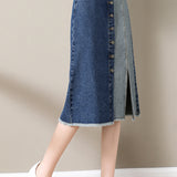 Fashionable Spliced Denim Skirt