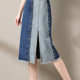 Fashionable Spliced Denim Skirt