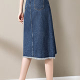 Fashionable Spliced Denim Skirt