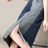 Fashionable Spliced Denim Skirt