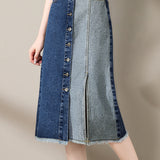 Fashionable Spliced Denim Skirt