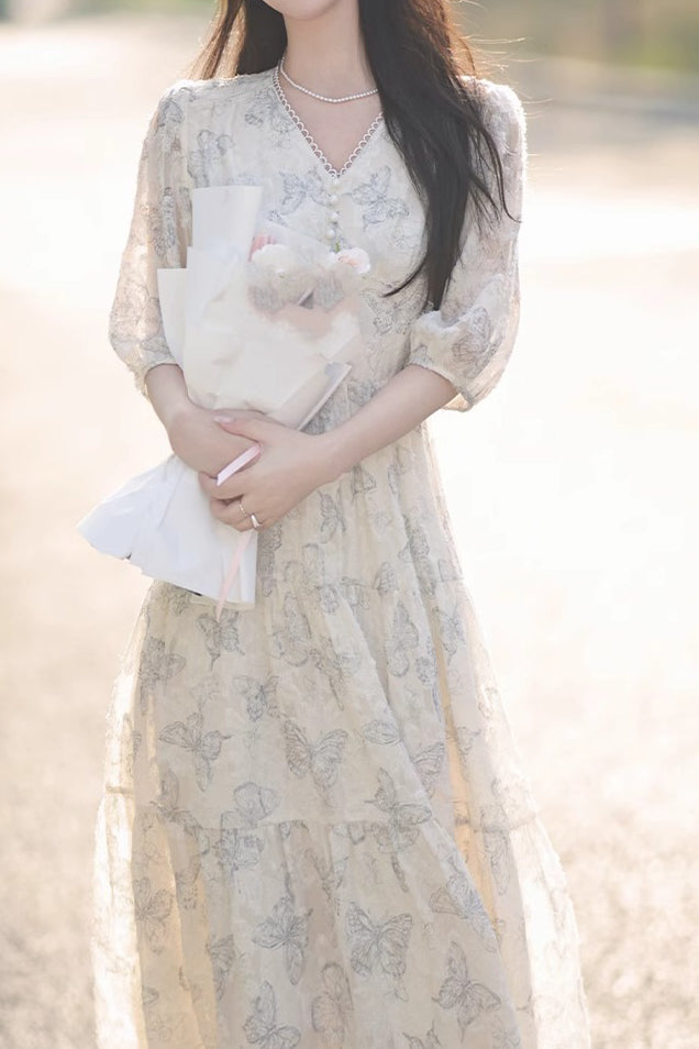 Elegant Butterfly Print Dress Elegant Butterfly Print Dress