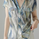 Elegant Printed Short Sleeve Shirt