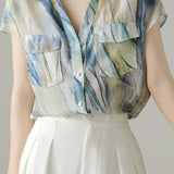 Elegant Printed Short Sleeve Shirt