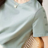Minimalist Fashion Button Design T-Shirt