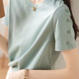 Minimalist Fashion Button Design T-Shirt