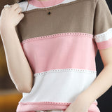 Striped Versatile Short Sleeve Knit Top
