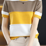 Striped Versatile Short Sleeve Knit Top