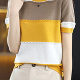Striped Versatile Short Sleeve Knit Top