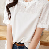 Cotton Embroidered Patchwork Versatile T-shirt
