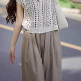 Casual Vacation Knit Hollow-out Three-piece Set