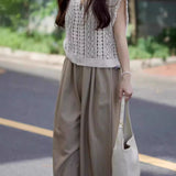 Casual Vacation Knit Hollow-out Three-piece Set