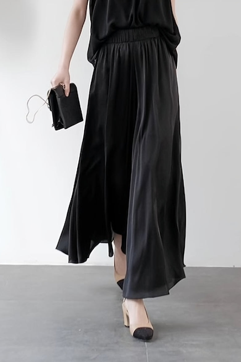Casual Draped Ice Silk Wide-leg Pants - liwisi