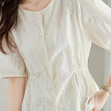 Waist-cinched Embroidered Chic Shirt