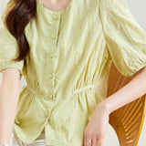 Waist-cinched Embroidered Chic Shirt