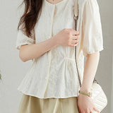 Waist-cinched Embroidered Chic Shirt