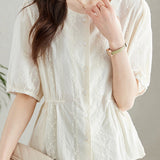 Waist-cinched Embroidered Chic Shirt