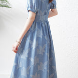 French V-neck Waist-cinched A-line Skirt