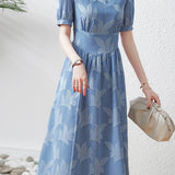 French V-neck Waist-cinched A-line Skirt