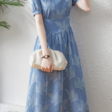 French V-neck Waist-cinched A-line Skirt