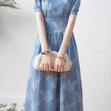 French V-neck Waist-cinched A-line Skirt