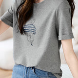 Character Color-blocked Pattern Printed T-shirt