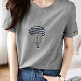 Character Color-blocked Pattern Printed T-shirt