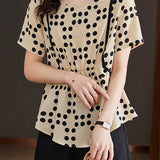 Designer Polka Dot Short Sleeve Chiffon Shirt