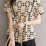 Designer Polka Dot Short Sleeve Chiffon Shirt