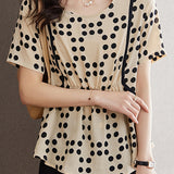 Designer Polka Dot Short Sleeve Chiffon Shirt