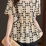 Designer Polka Dot Short Sleeve Chiffon Shirt