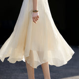 Ruffled Edge Irregular Chiffon Skirt