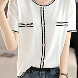 Minimalist Color-blocked Knit Top