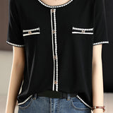 Minimalist Color-blocked Knit Top