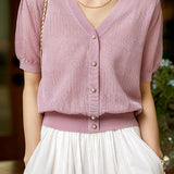 V-neck Short Sleeve Knit Top